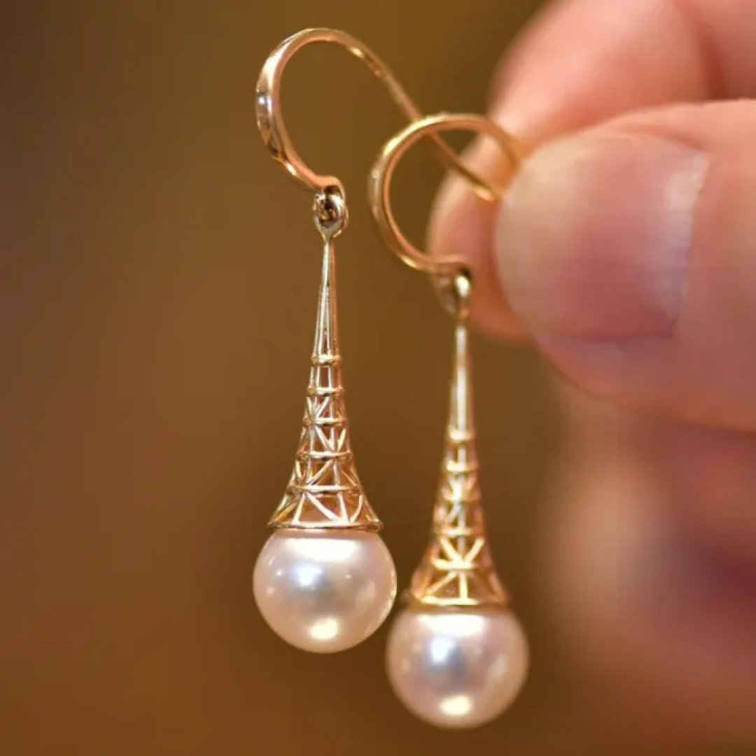Gold Vintage Perlenohrringe