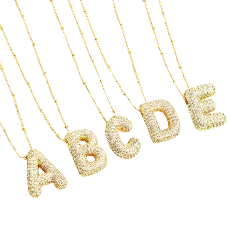 Elegante Goldbuchstaben-Initialen-Halskette