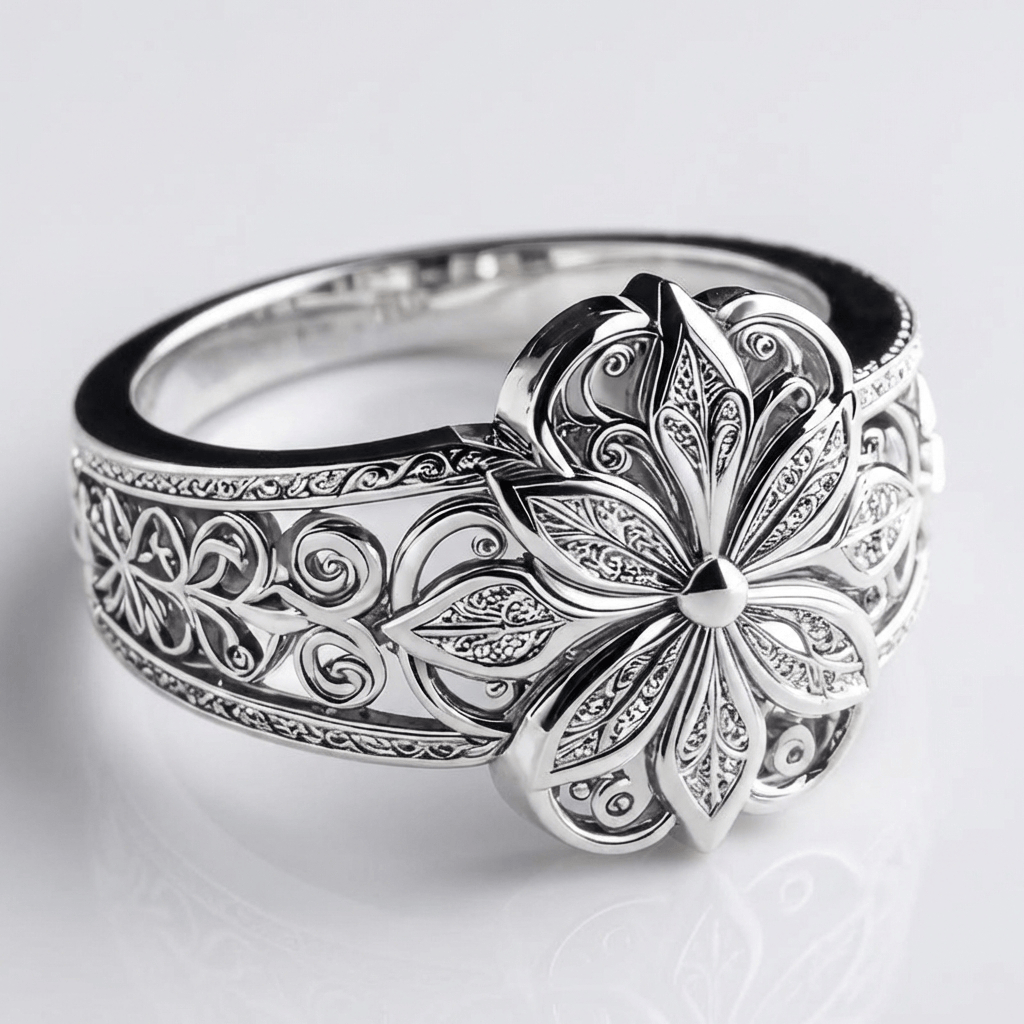 Silberner Blumen-Zirkonring