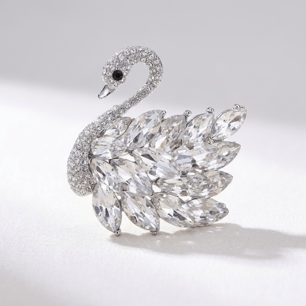 Silber Zirkonia Schwanenanstecker