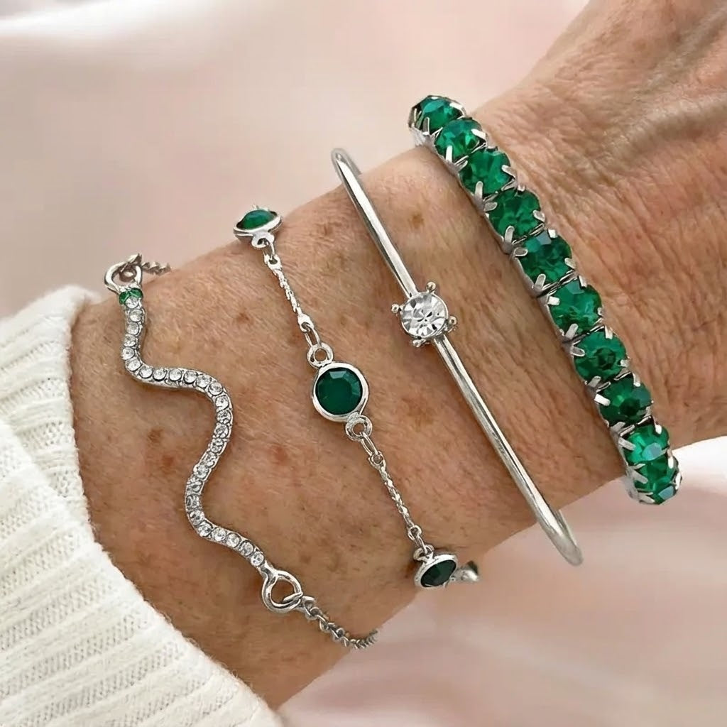 Smaragd geschichtetes Armband-Set