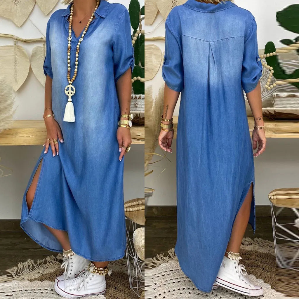 Lea™ - Casual Long Denim Dress