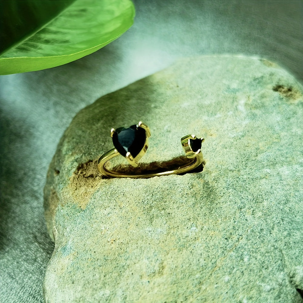 Zeitloser Obsidian Kupferring