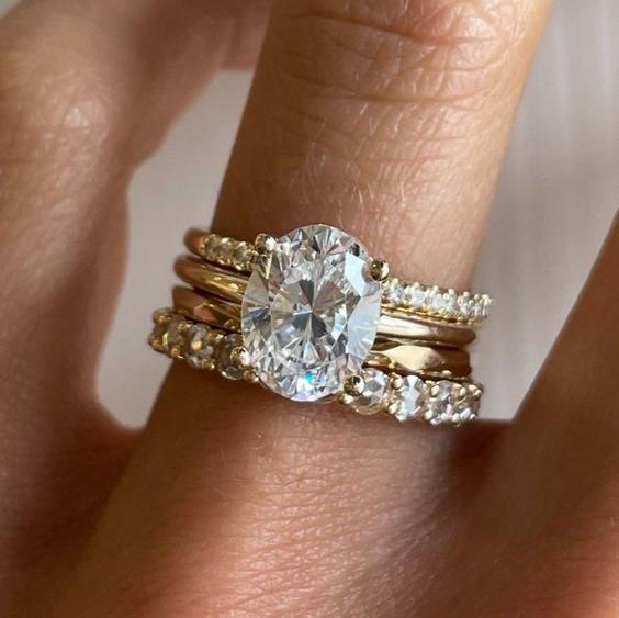 Vintage Zirkonia Heller Ring Set