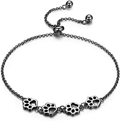 Sterling Silber Pfotenabdruck-Armband – Verstellbare Passform