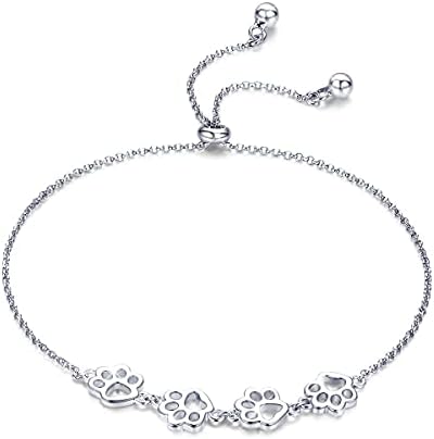 Sterling Silber Pfotenabdruck-Armband – Verstellbare Passform
