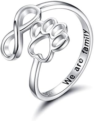 Handgefertigter Pfoten- & Herzring – Verstellbar aus 925 Sterling Silber