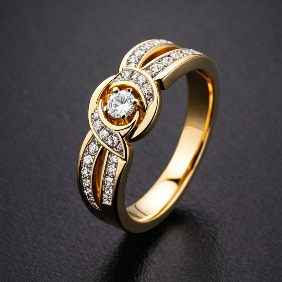 Eleganter Gold Kristall Unendlichkeit Ring