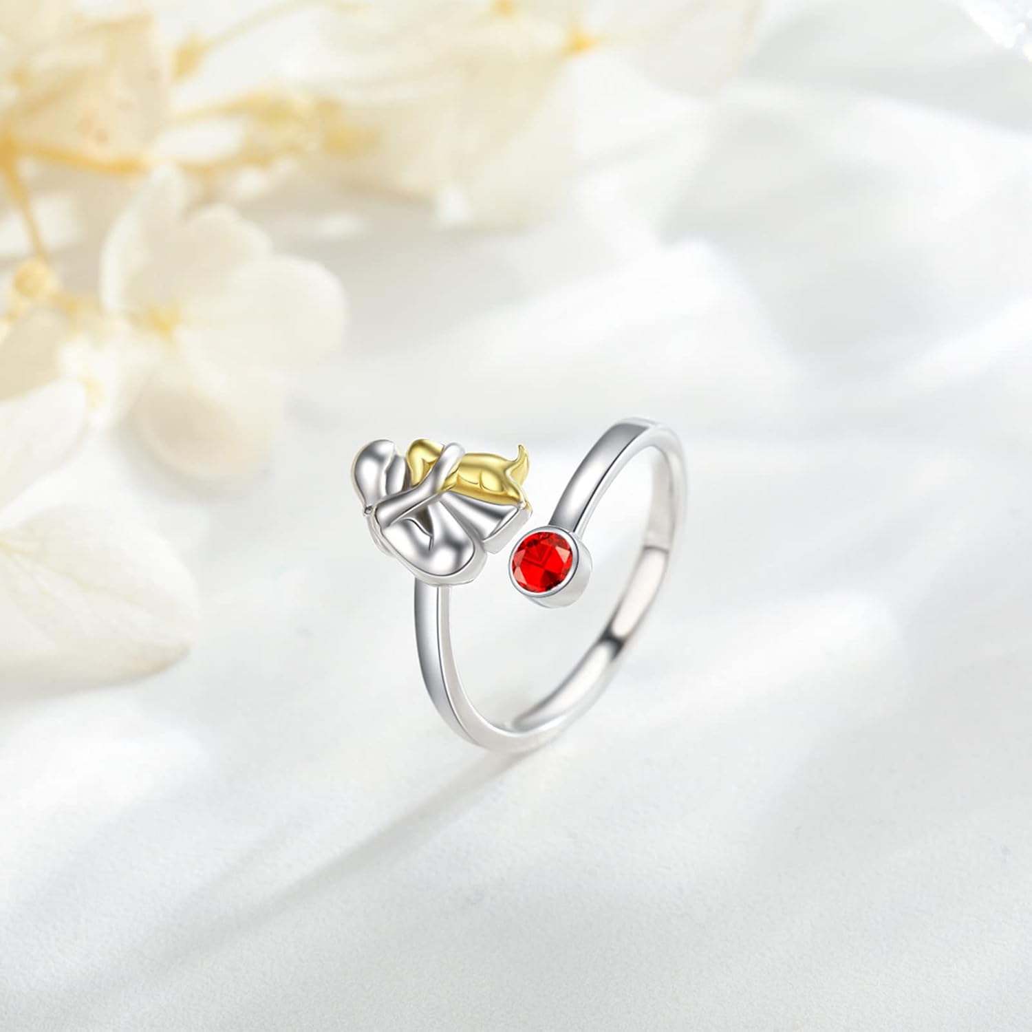 Sterling Silber Hund & Mädchen Ring – Verstellbar und Symbolisch