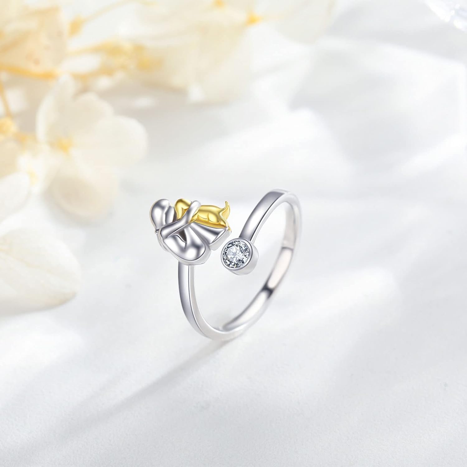 925 Sterling Silber Hundering mit Zirkonia – Verstellbar & Handgemacht