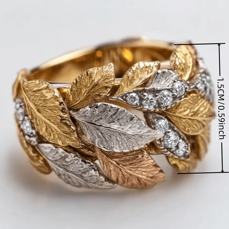 Einzigartiger Blatt- & Zirkonia-Ring