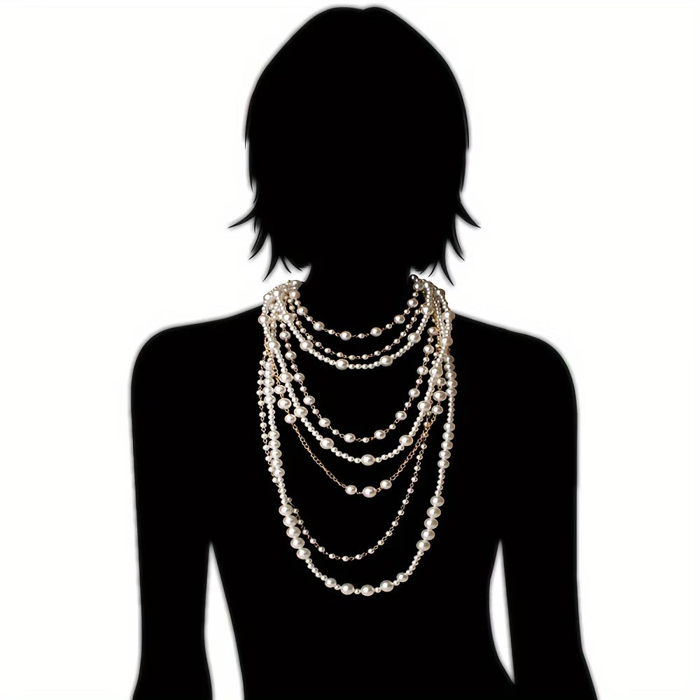 Boho Mehrlagiges Perlen Statement Set