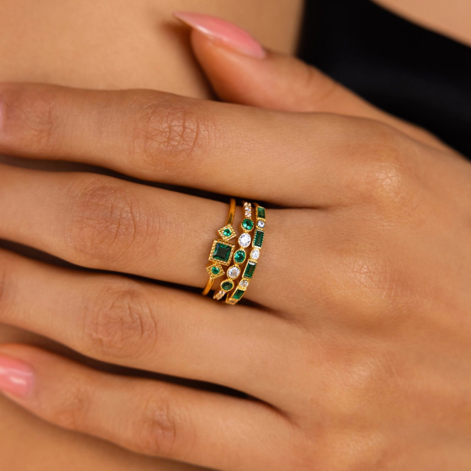 Alex - Unique Inlaid Zirconia Ring Set