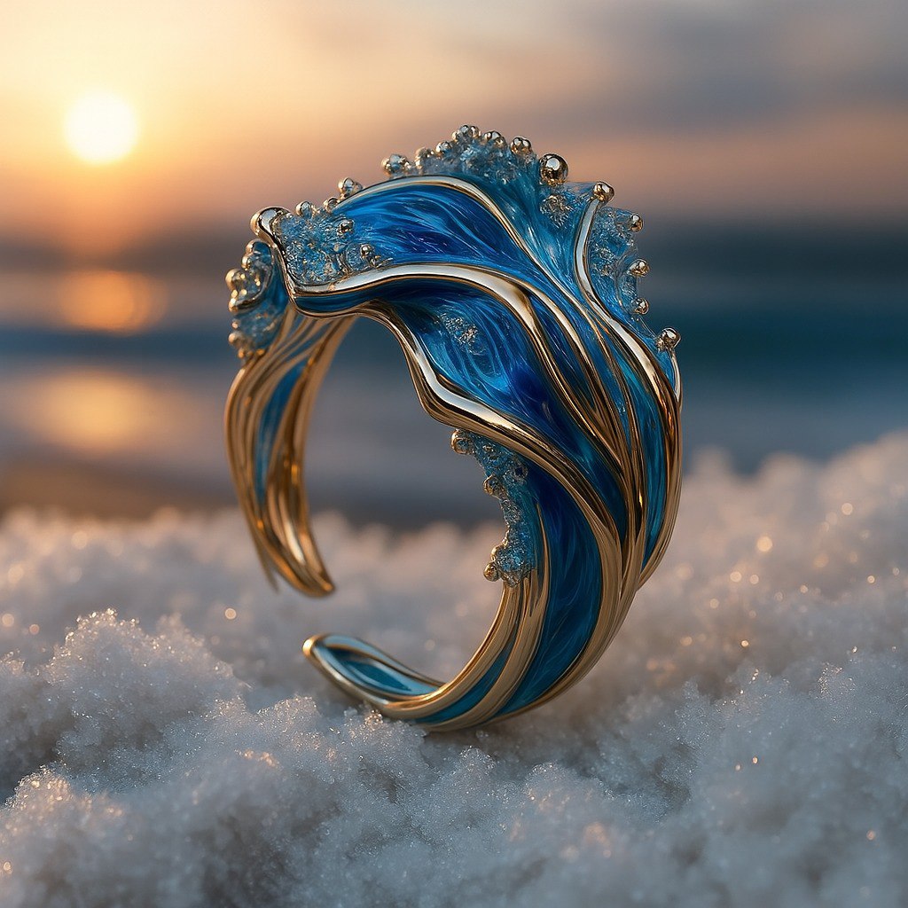Ozean - Vintage Blau Wellenring