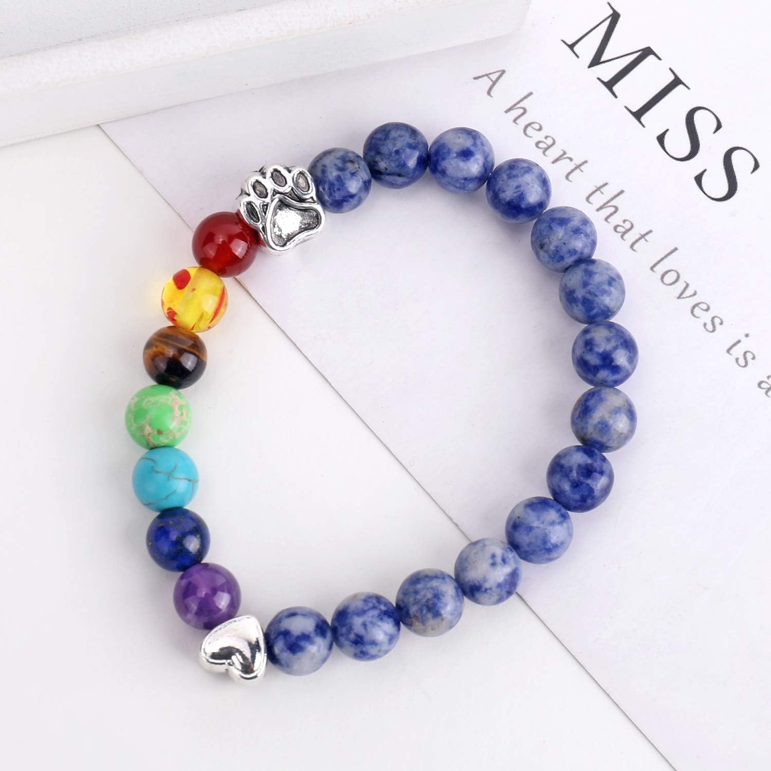 Regenbogenbrücke Gedenkarmband – 7 Chakra Perlen Geschenk für den Verlust eines Haustiers