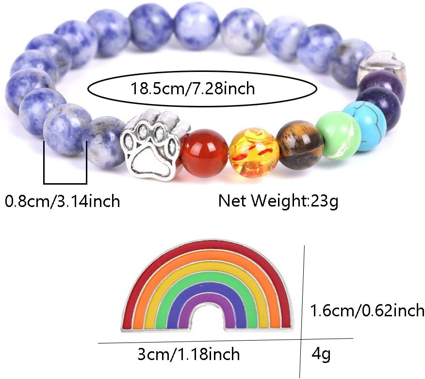 Regenbogenbrücke Gedenkarmband – 7 Chakra Perlen Geschenk für den Verlust eines Haustiers