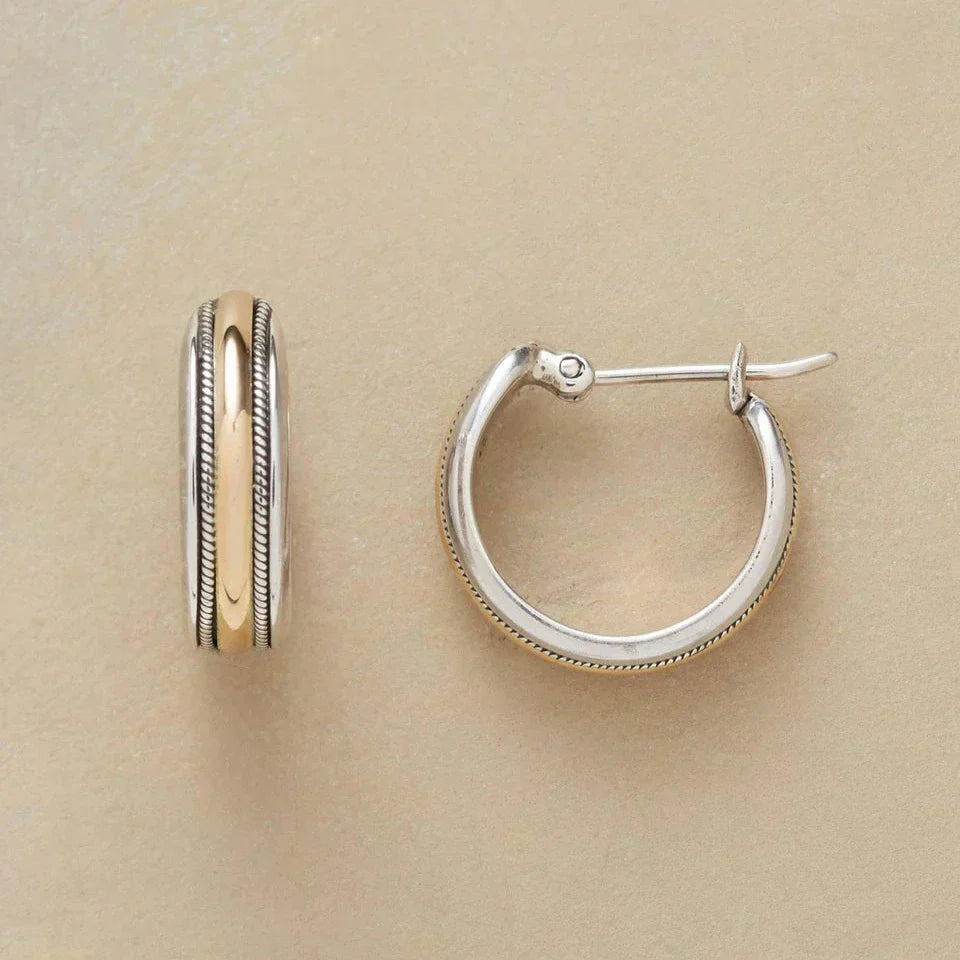 Vintage Goldene Linie Silber Ohrringe