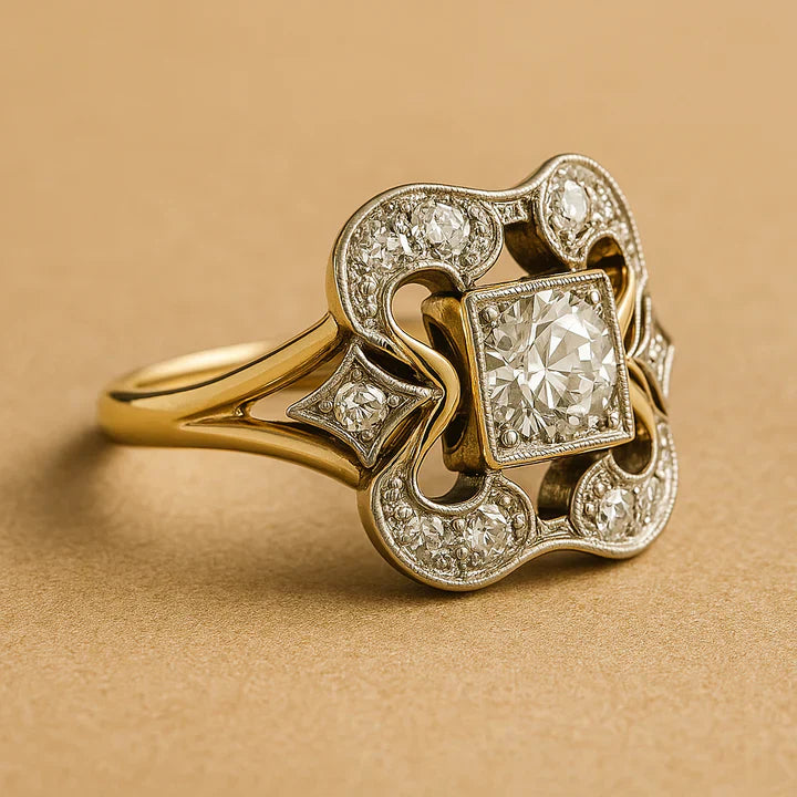 Eleganter Vintage-Zirkonia-Goldring