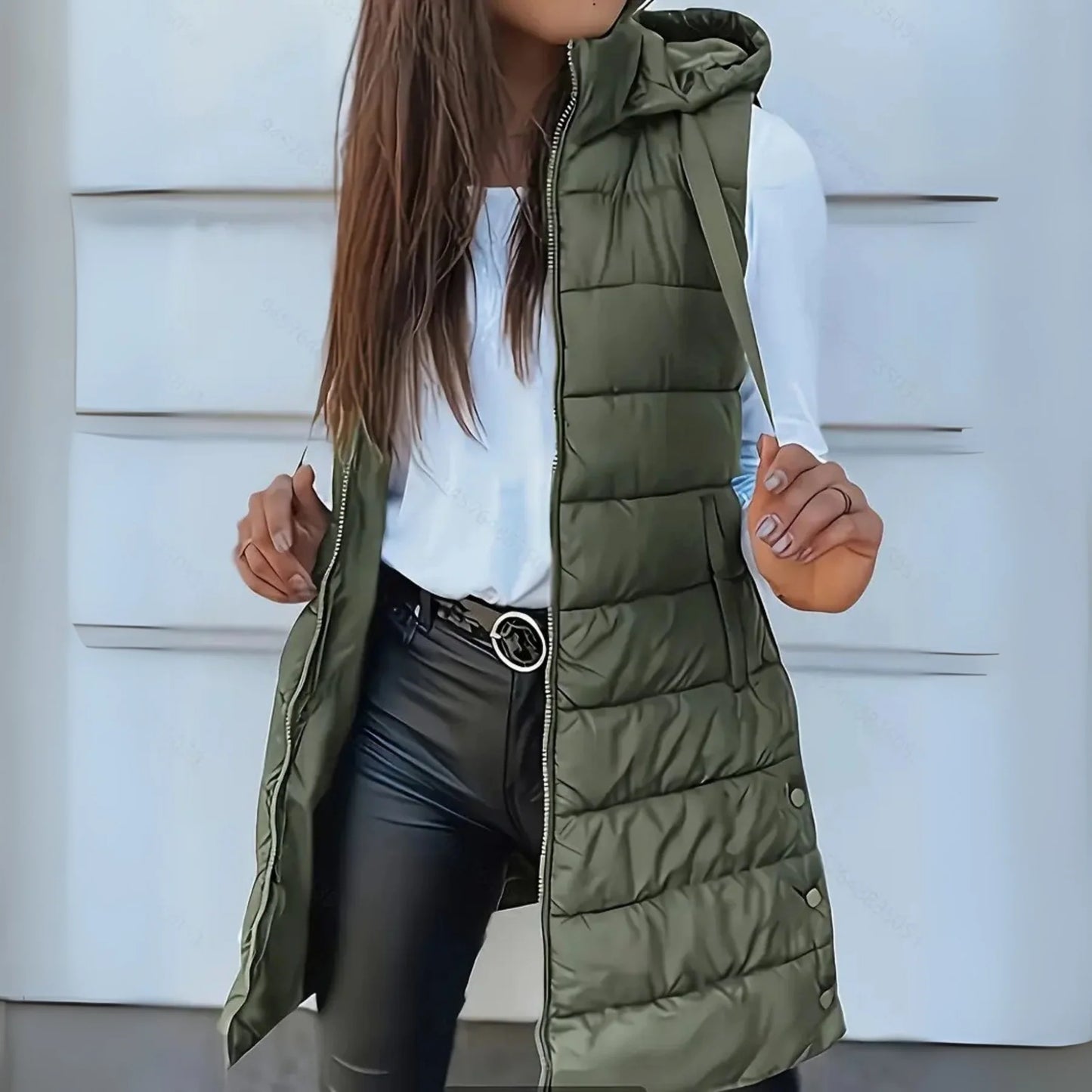 Romy™ - Casual Sleeveless Hood Long Puffer Vest