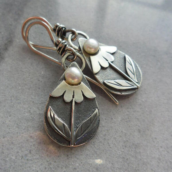 Vintage Tear Flower Earrings