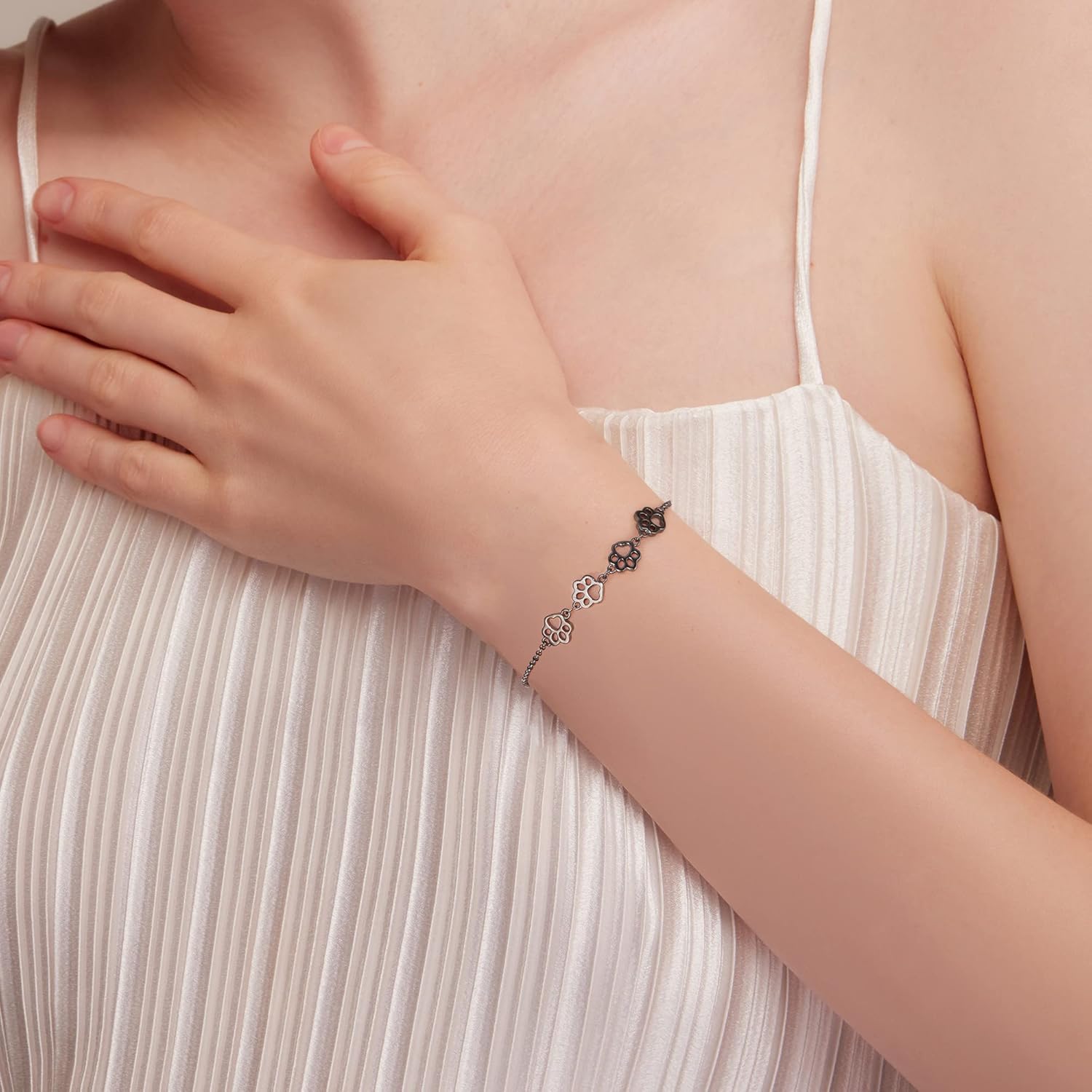 Sterling Silber Pfotenabdruck-Armband – Verstellbare Passform