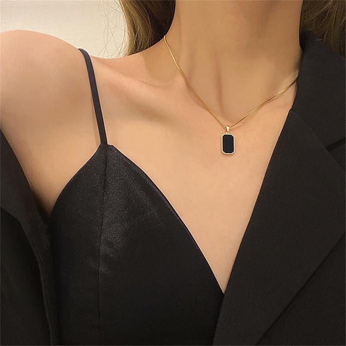Elegante Onyx Gold Schlüsselbein-Halskette
