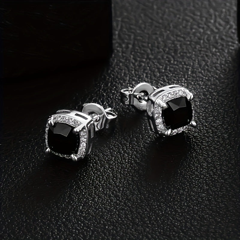 Elegante quadratische Gold Zirkonia Ohrringe