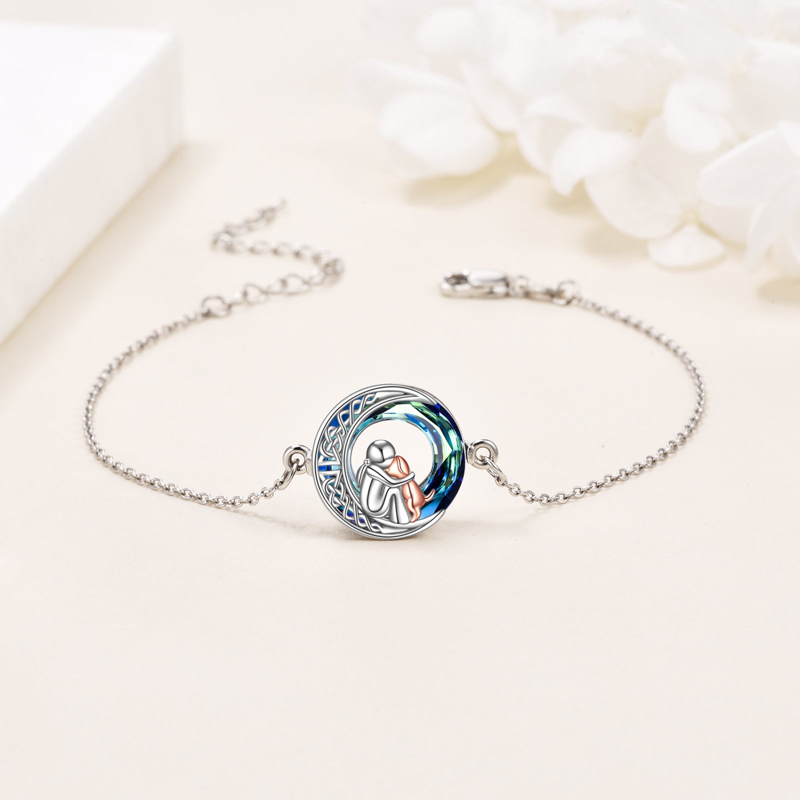 Verstellbares Armband mit Hund Charm aus Sterlingsilber
