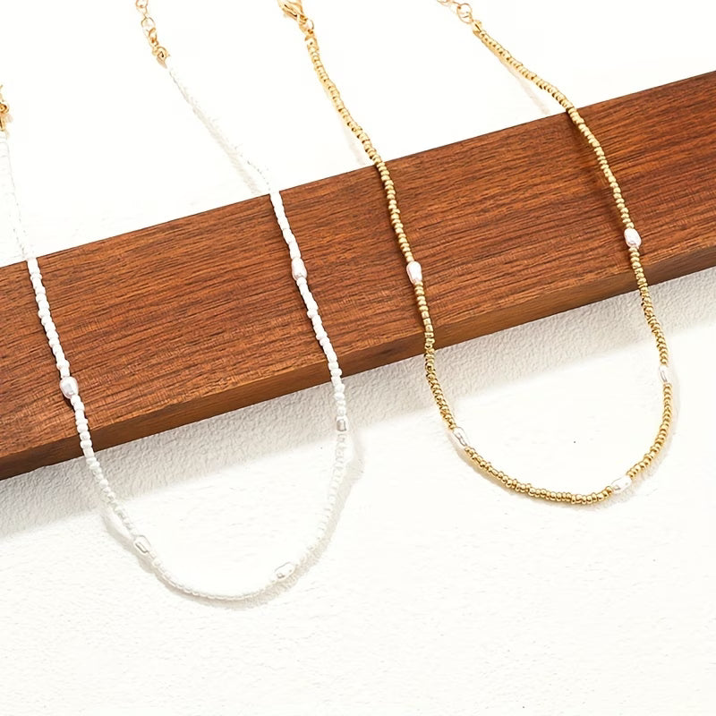 Schichtkette aus Gold & Perlen