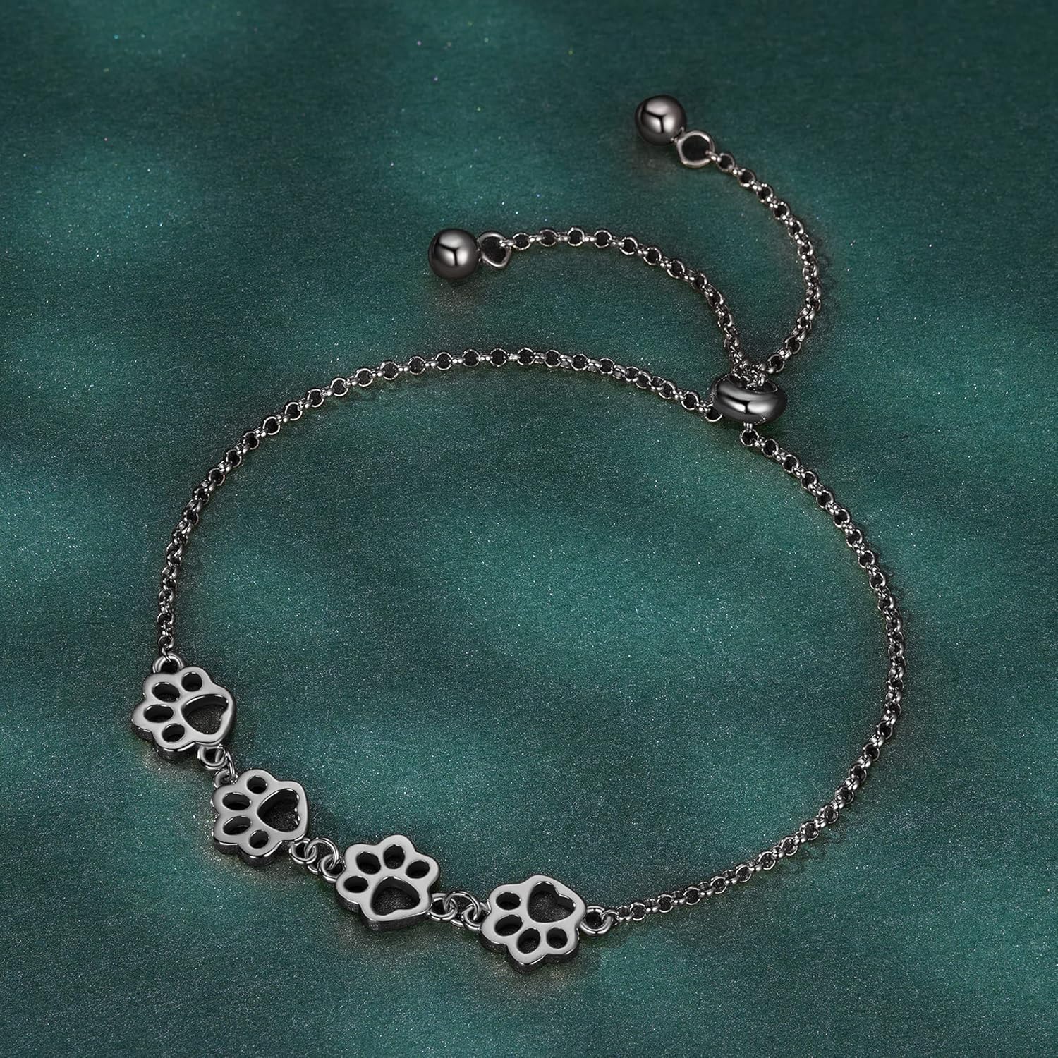 Sterling Silber Pfotenabdruck-Armband – Verstellbare Passform