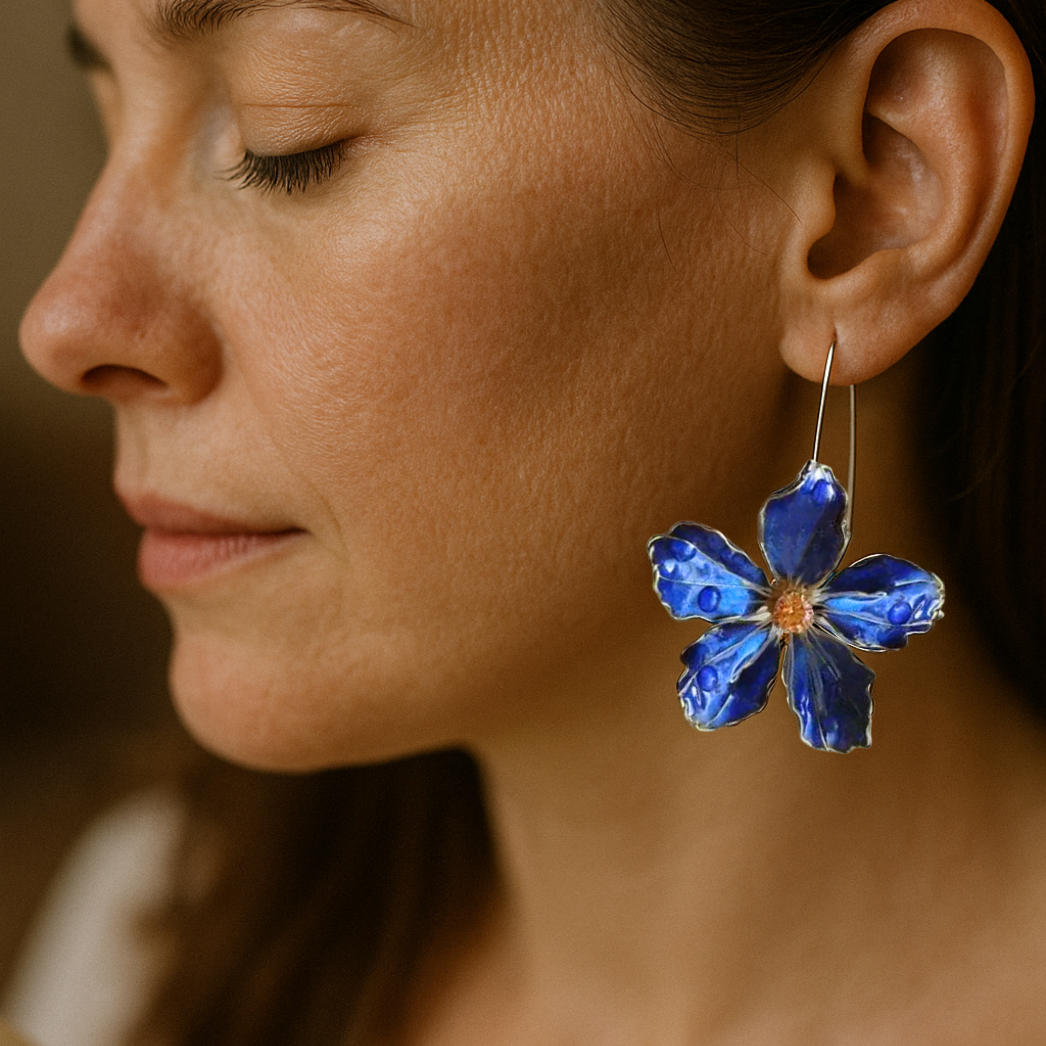 Bliss - Vintage Blaue Blumen Ohrringe