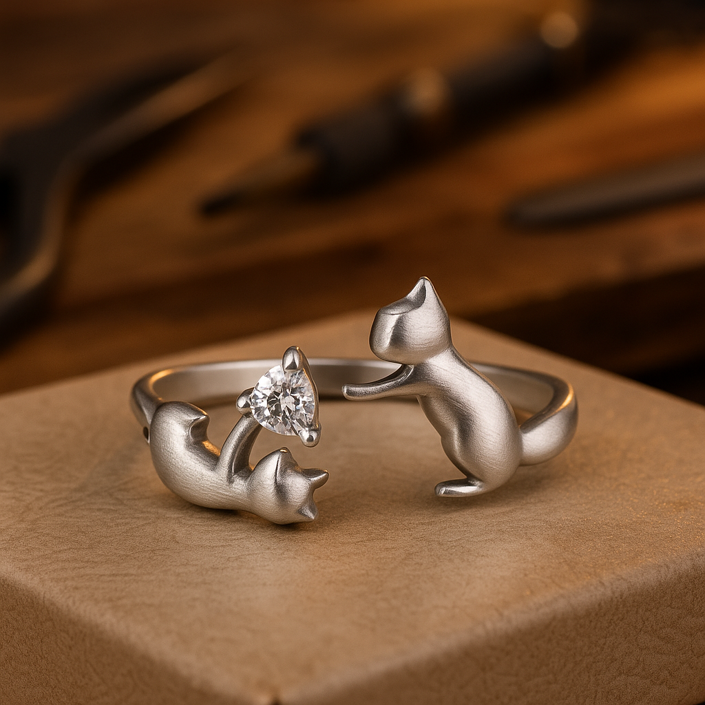 Verspielter verstellbarer Ring aus Sterlingsilber mit Zirkonia