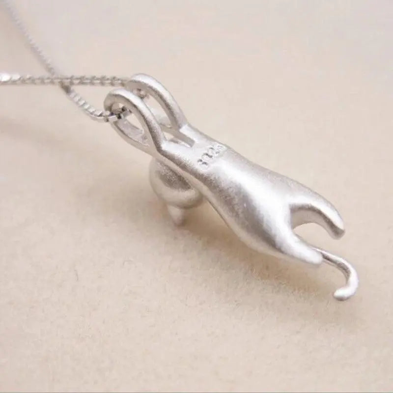 925 Sterling Silber Verspielt Kätzchen Halskette