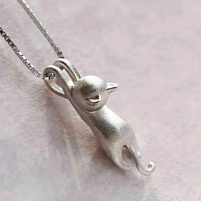 925 Sterling Silber Verspielt Kätzchen Halskette