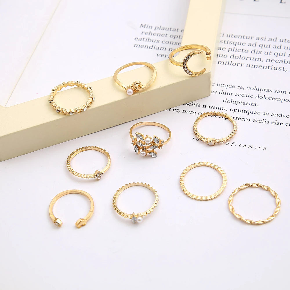 Bohemian Silber- und Goldring-Set