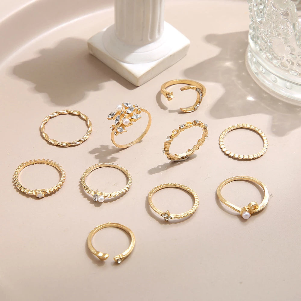 Bohemian Silber- und Goldring-Set