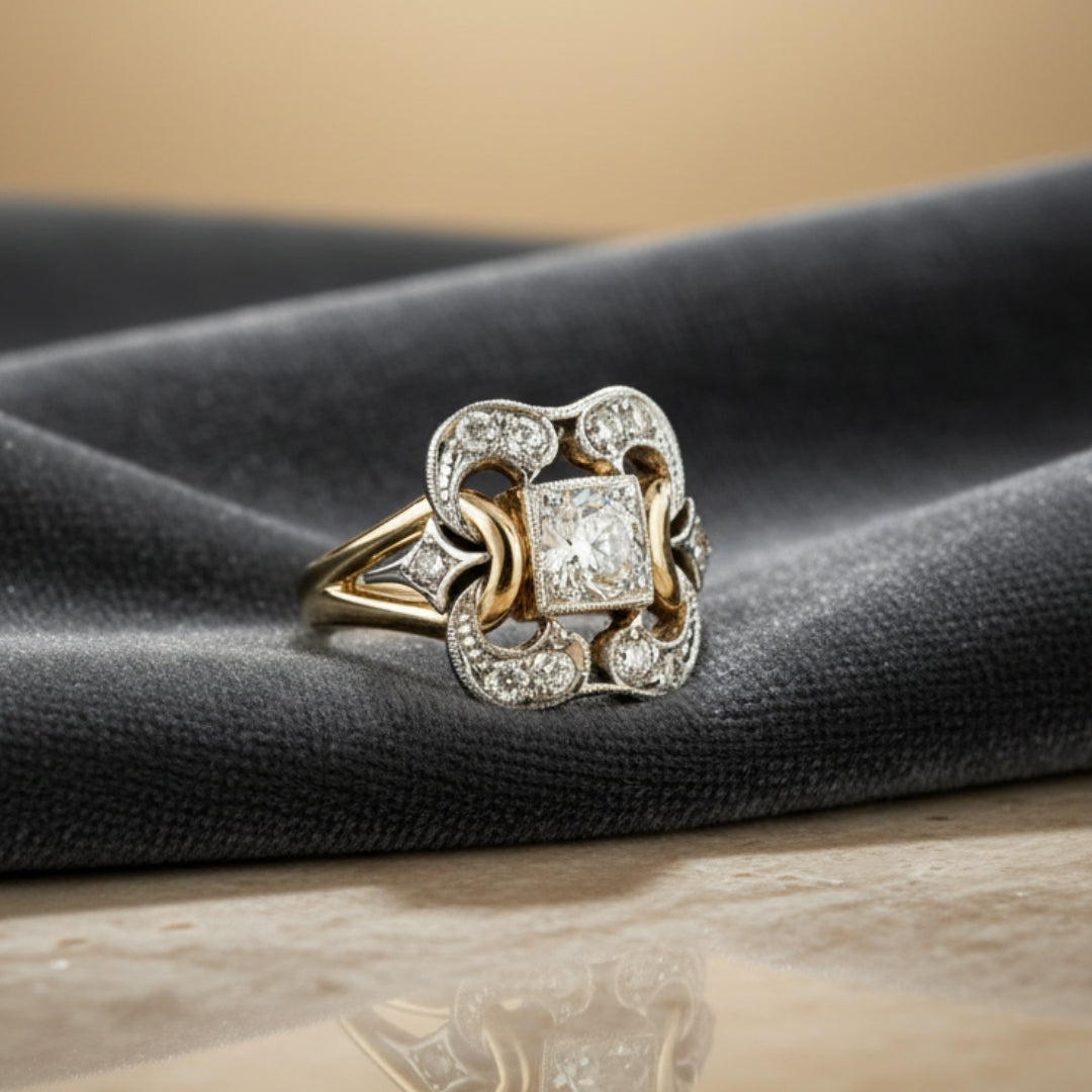 Eleganter Vintage-Zirkonia-Goldring