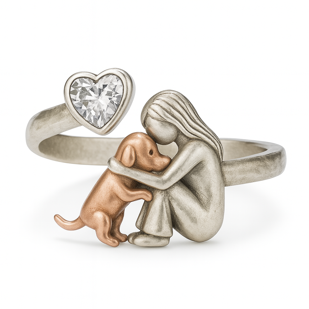 Handgefertigter Ring aus 925 Sterling Silber mit herzförmigem Zirkonia – Verstellbare Passform
