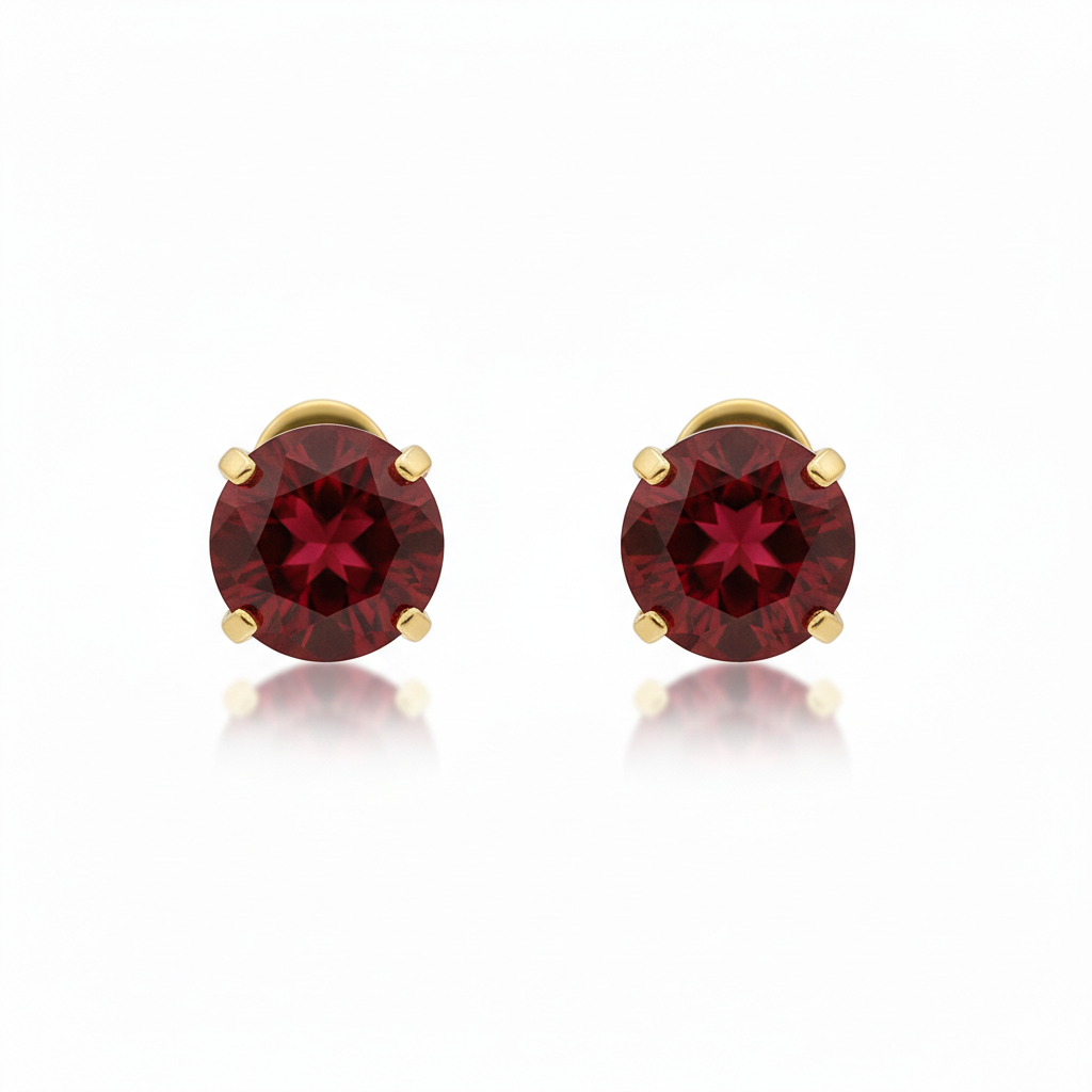 Elegante Rubin Gold Steckerohrringe