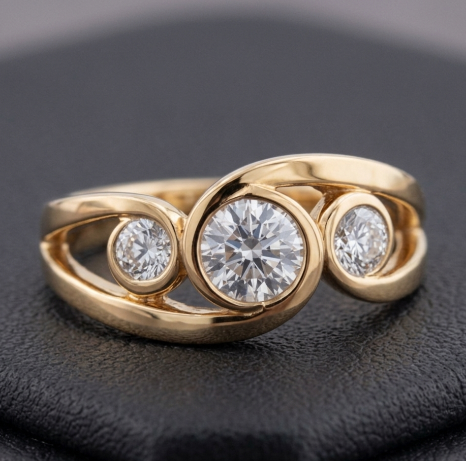 Eleganter Vintage Gold Spiralring
