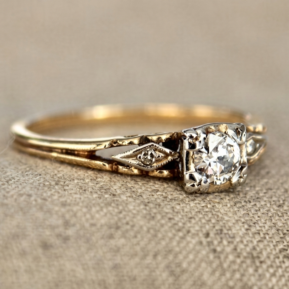 Eleganter Vintage-inspirierter Gold-Zirkonia-Ring
