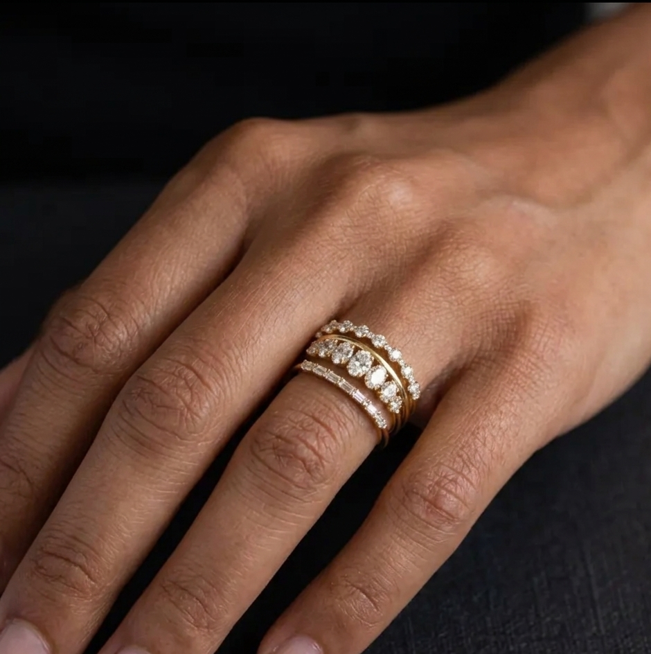 Elegantes Vintage-inspiriertes Zirkonia-Ring-Set