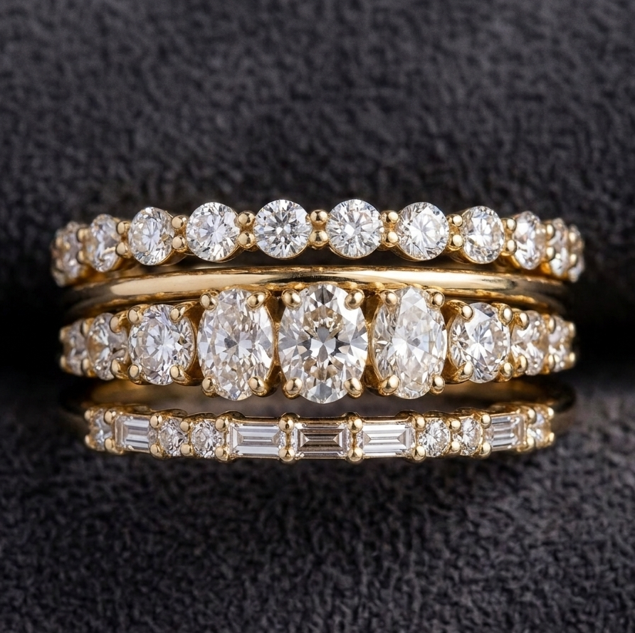 Elegantes Vintage-inspiriertes Zirkonia-Ring-Set