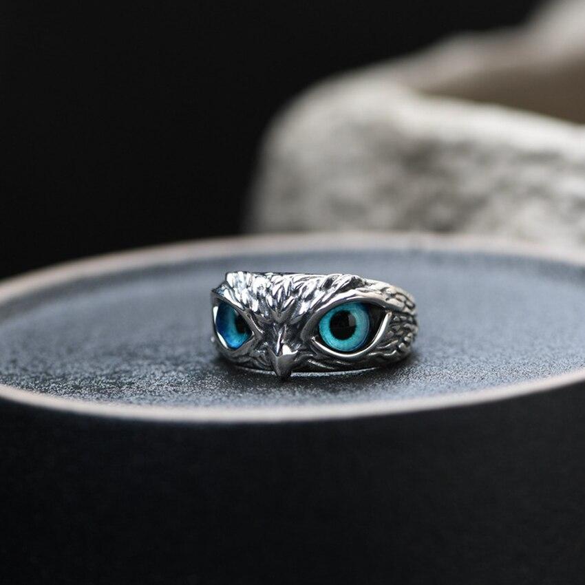 Verstellbarer Silber-Opal-Eulenring