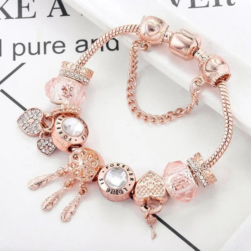 Rose Traumfänger-Armband mit Charms aus Sterlingsilber enthalten