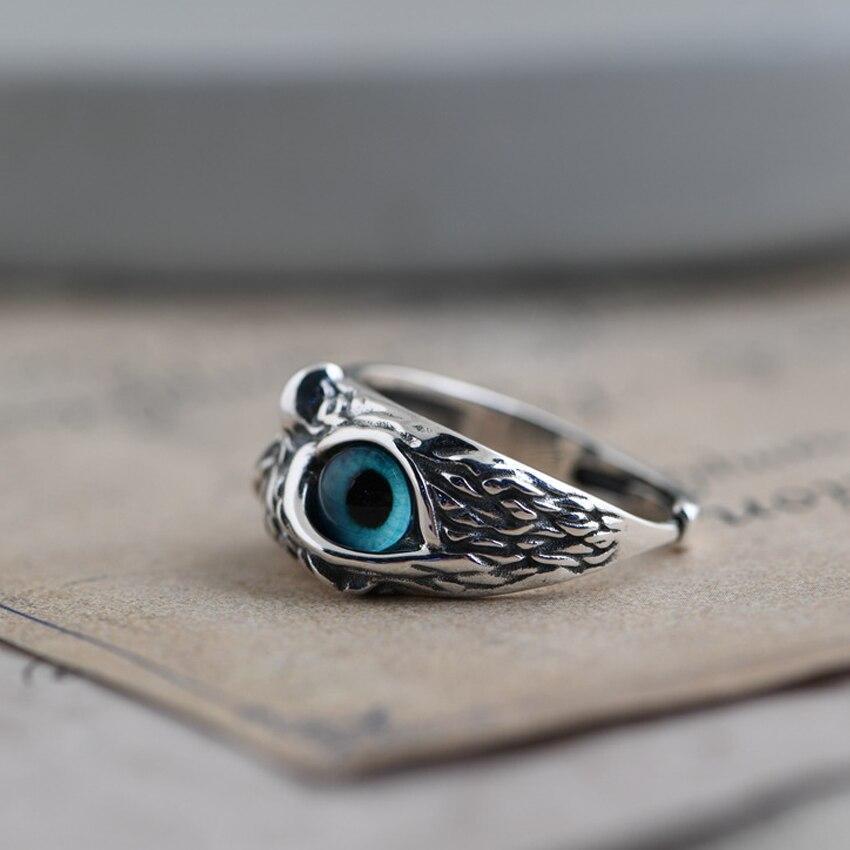 Verstellbarer Silber-Opal-Eulenring