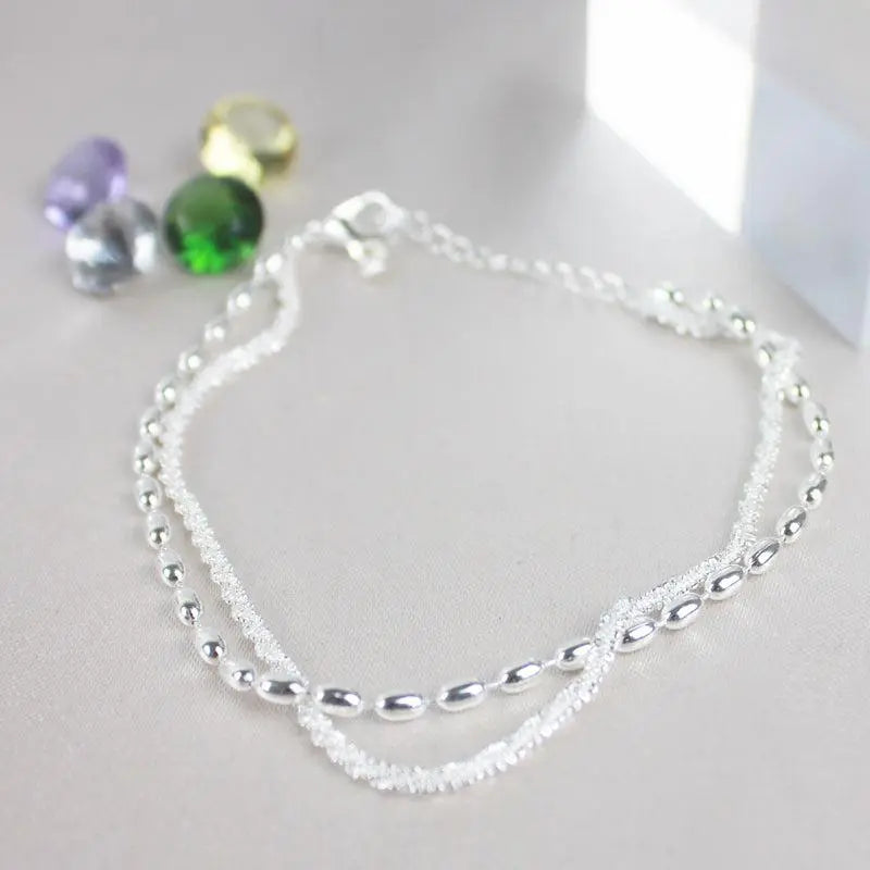 Elegantes Silberarmband-Set mit Zirkonia-Steinen