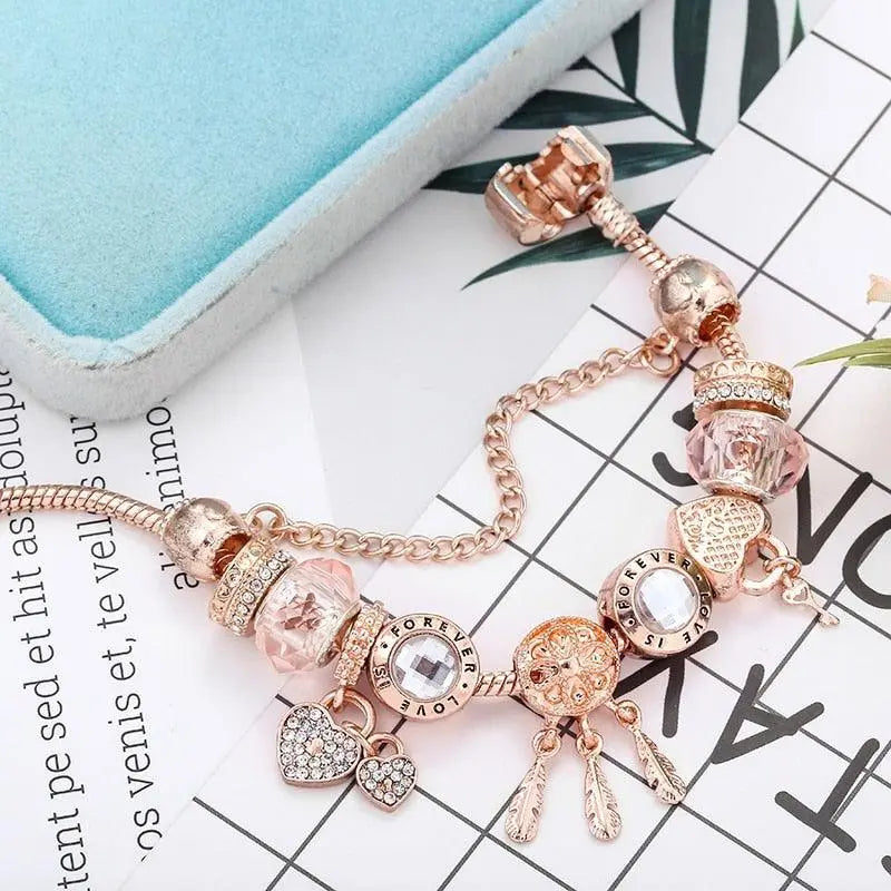 Rose Traumfänger-Armband mit Charms aus Sterlingsilber enthalten