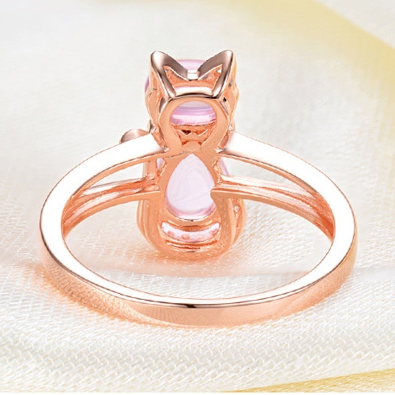 Katze Ring in Roségold