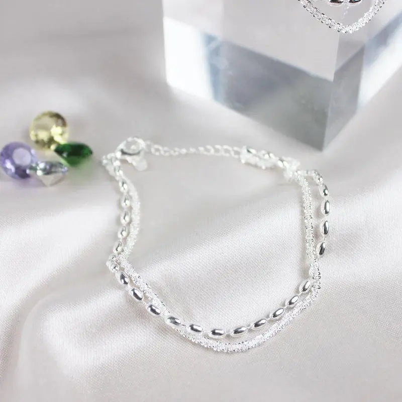 Elegantes Silberarmband-Set mit Zirkonia-Steinen